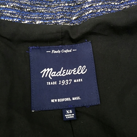 Madewell Leather Shimmerweave Bomber Jacket XS Moto Biker New Years Metallic - Picture 8 of 16